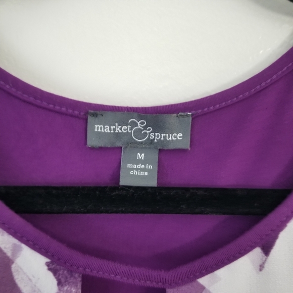 Market & Spruce Purple Floral Wrap Dress Short Sleeve Medium - Picture 5 of 7